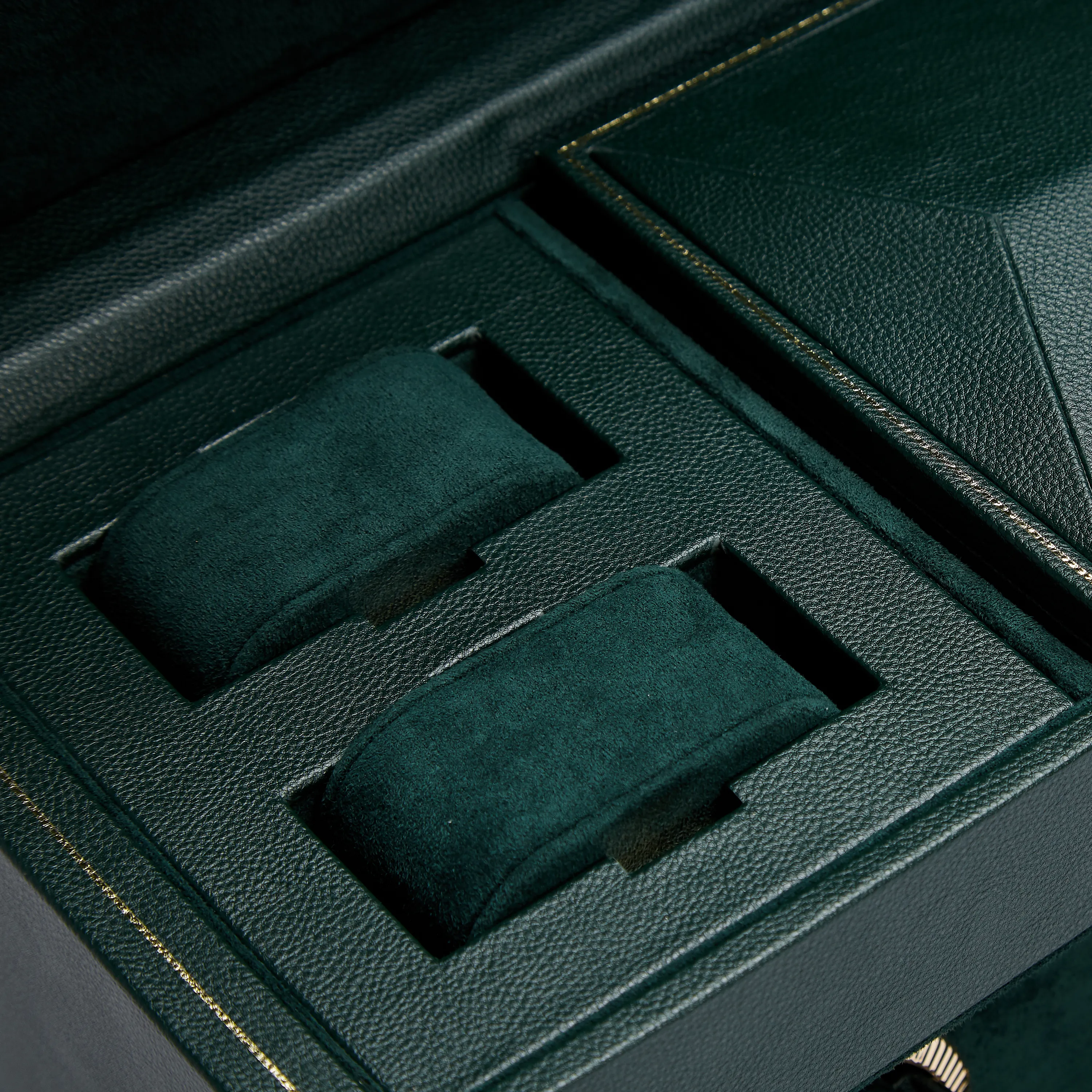 WOLF British Racing Triple Watch Winder with Storage in Green