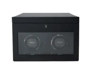 WOLF Double Watch Winder With Storage British Racing Black Collection