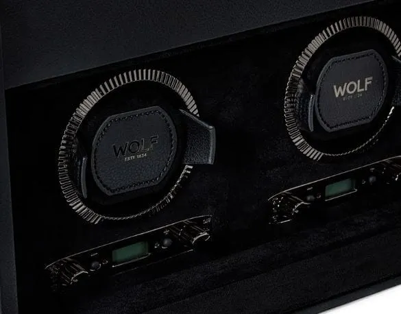 WOLF Double Watch Winder With Storage British Racing Black Collection