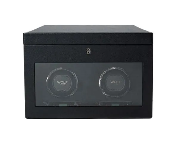 WOLF Double Watch Winder With Storage British Racing Black Collection