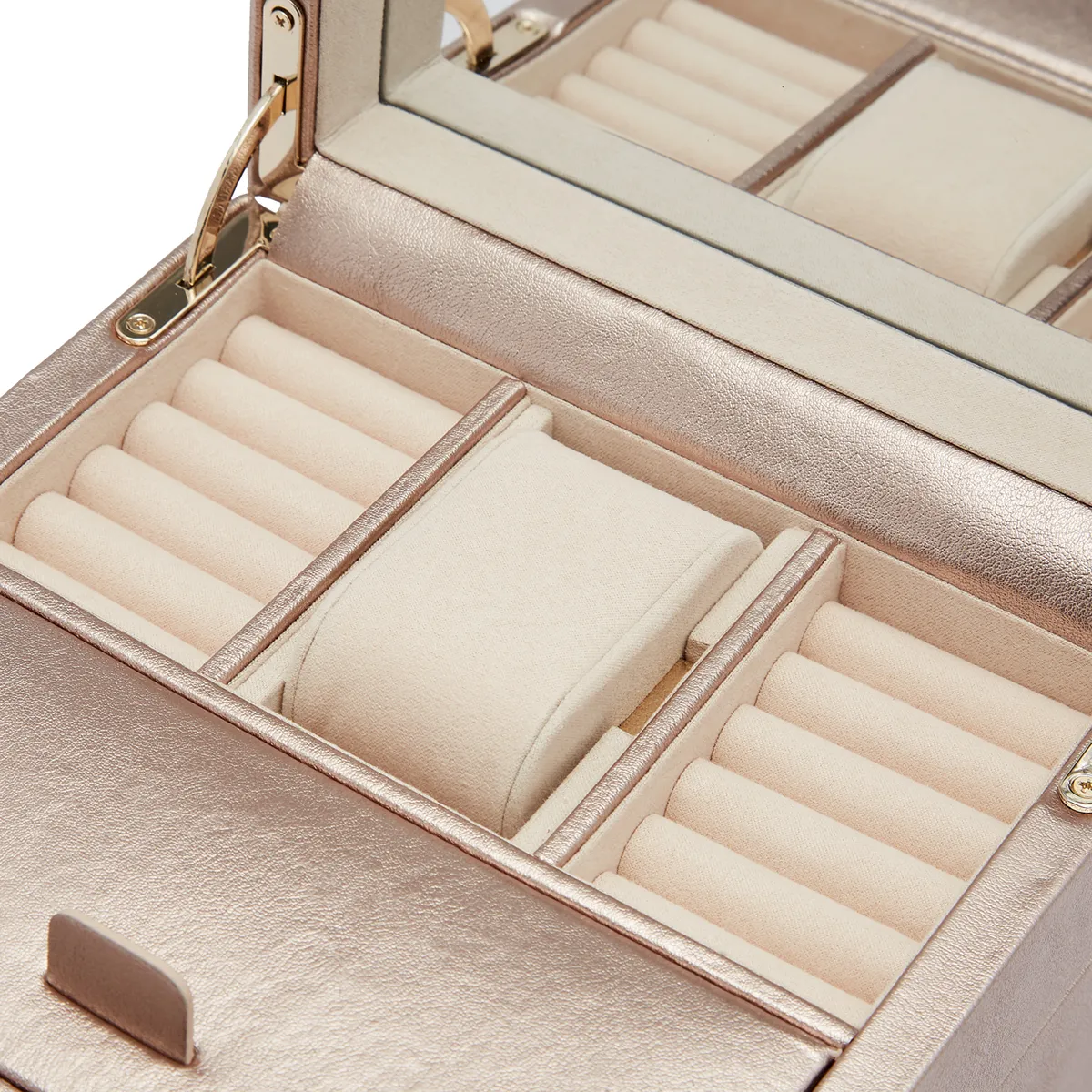 WOLF Palermo Single Watch Winder with Jewelry Storage in Rose Gold