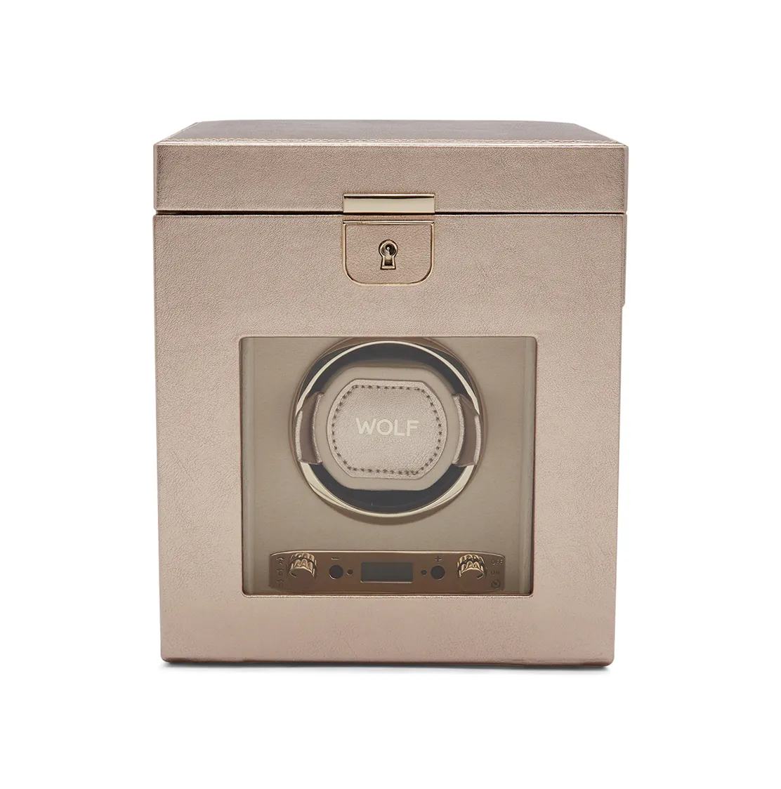 WOLF Palermo Single Watch Winder with Jewelry Storage in Rose Gold