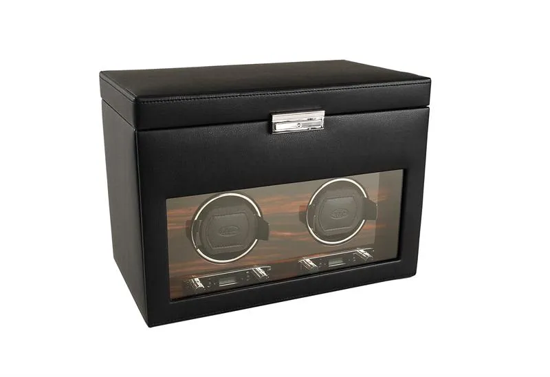 WOLF Roadster Double Watch Winder with Cover, Storage, and Travel Case
