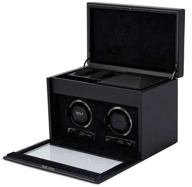 WOLF Watch Winder British Racing Black Double Storage
