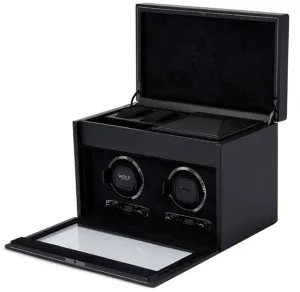 WOLF Watch Winder British Racing Black Double Storage