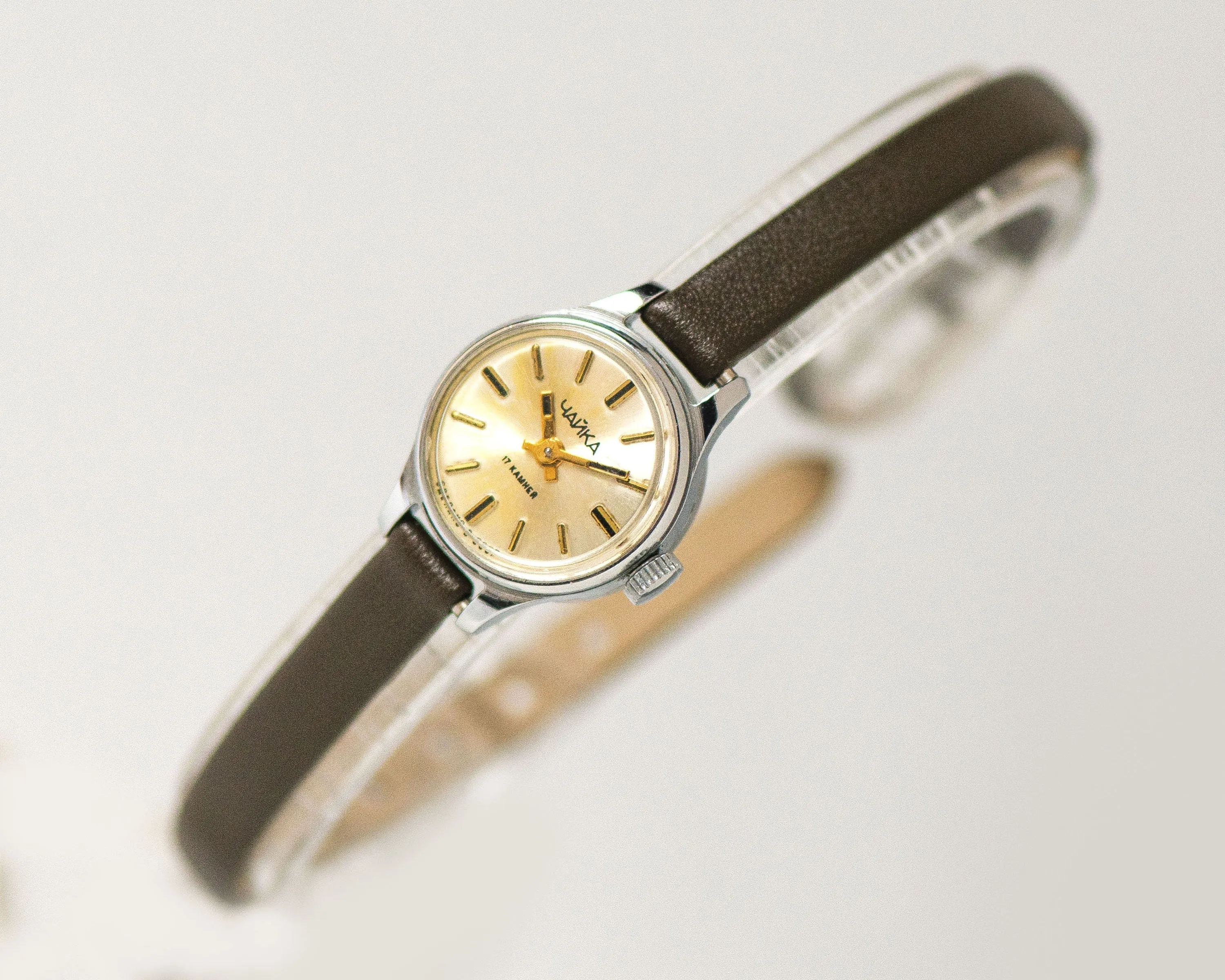 Women micro watch minimalist silver shade Seagull wristwatch, vintage delicate women watch jewelry gift graduation, new genuine leather band