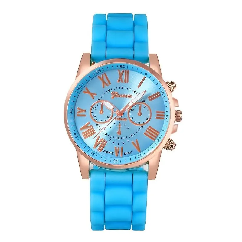 Women’s Round Alloy Case Quartz Watch - Stylish Silicone Band