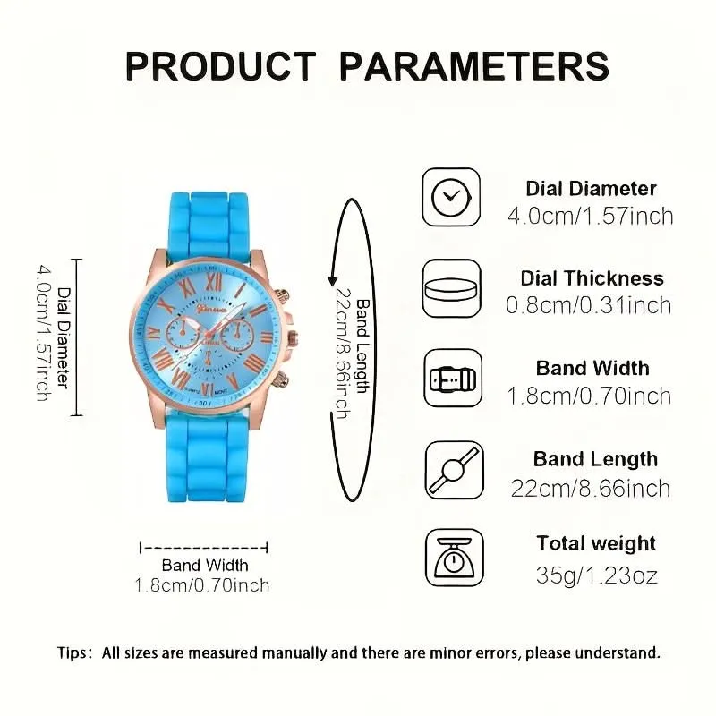 Women’s Round Alloy Case Quartz Watch - Stylish Silicone Band