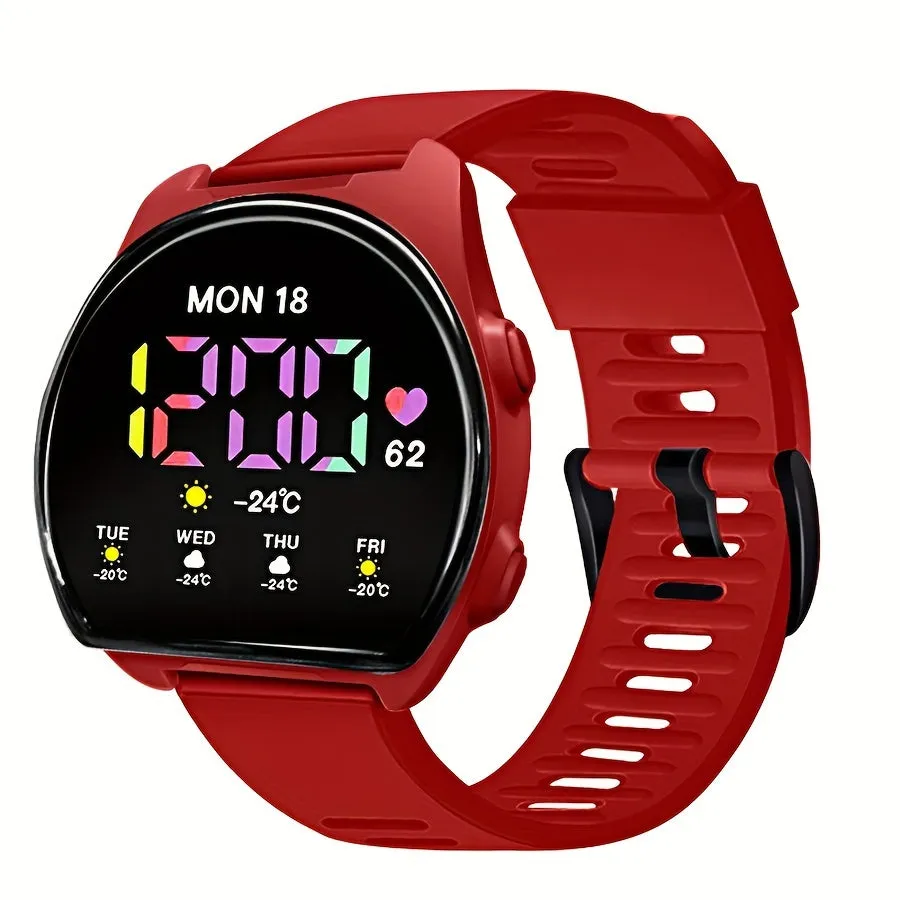 Women's Silicone Strap Semicircle Electronic Wristwatch, 24H Chronograph Date Multifunctional Electronic Watch FS