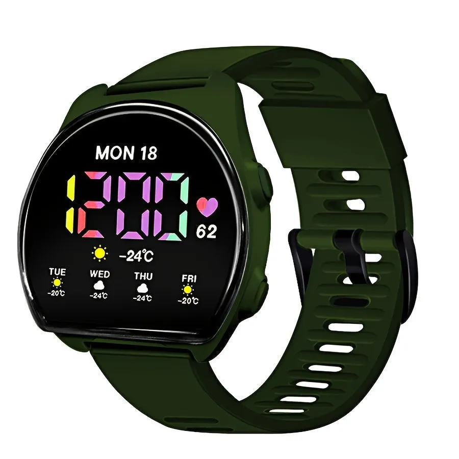 Women's Silicone Strap Semicircle Electronic Wristwatch, 24H Chronograph Date Multifunctional Electronic Watch FS