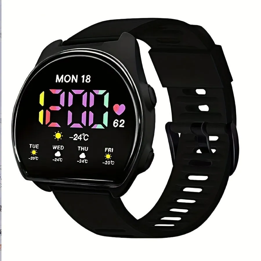 Women's Silicone Strap Semicircle Electronic Wristwatch, 24H Chronograph Date Multifunctional Electronic Watch FS