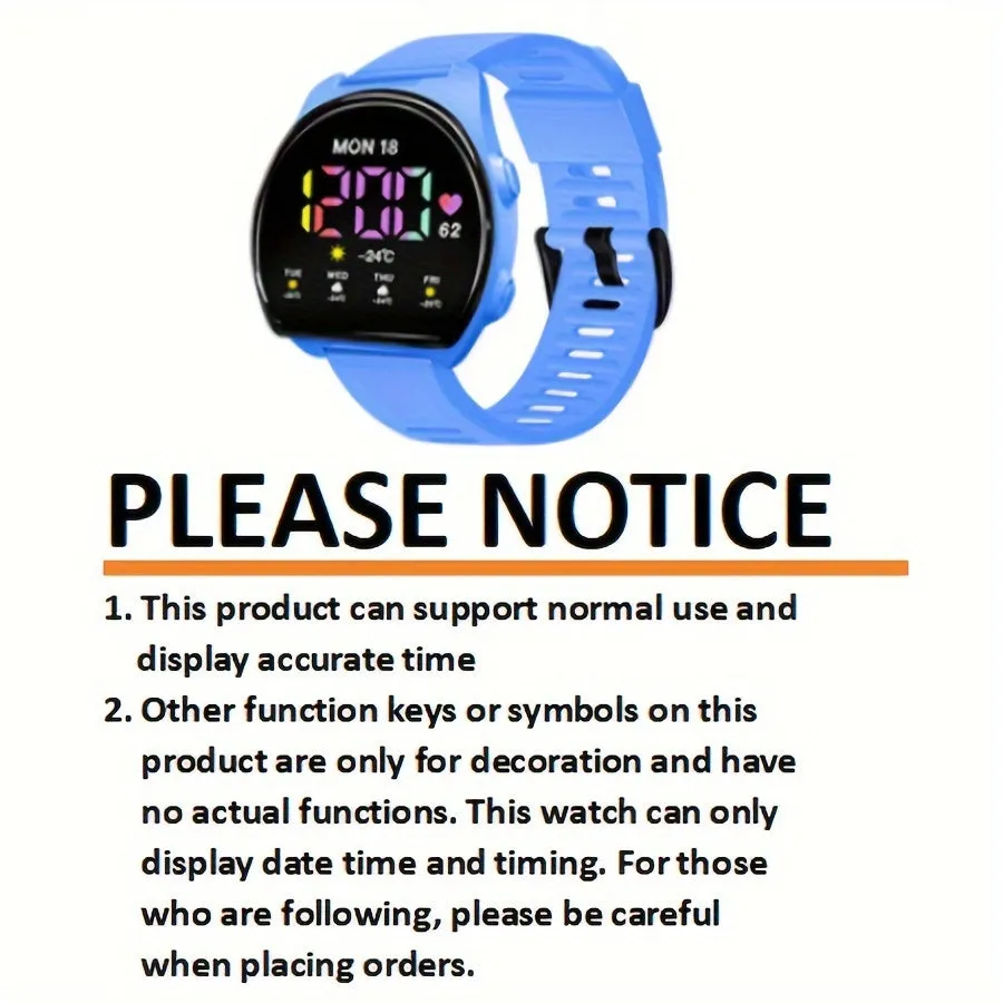 Women's Silicone Strap Semicircle Electronic Wristwatch, 24H Chronograph Date Multifunctional Electronic Watch FS