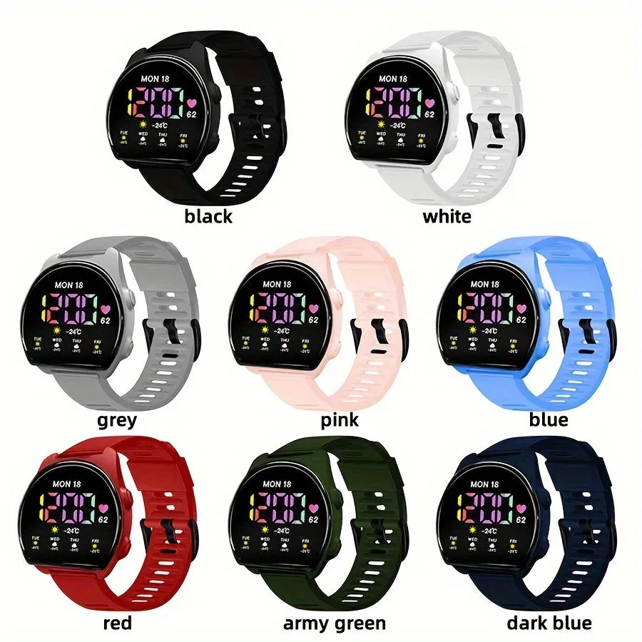 Women's Silicone Strap Semicircle Electronic Wristwatch, 24H Chronograph Date Multifunctional Electronic Watch FS
