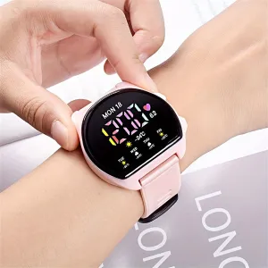 Women's Silicone Strap Semicircle Electronic Wristwatch, 24H Chronograph Date Multifunctional Electronic Watch FS