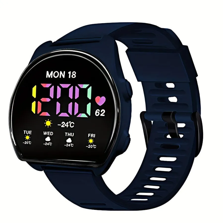 Women's Silicone Strap Semicircle Electronic Wristwatch, 24H Chronograph Date Multifunctional Electronic Watch FS