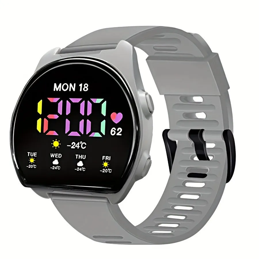 Women's Silicone Strap Semicircle Electronic Wristwatch, 24H Chronograph Date Multifunctional Electronic Watch FS