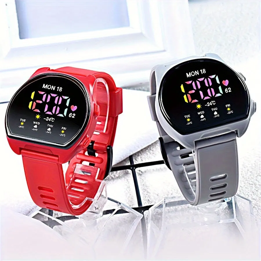 Women's Silicone Strap Semicircle Electronic Wristwatch, 24H Chronograph Date Multifunctional Electronic Watch FS