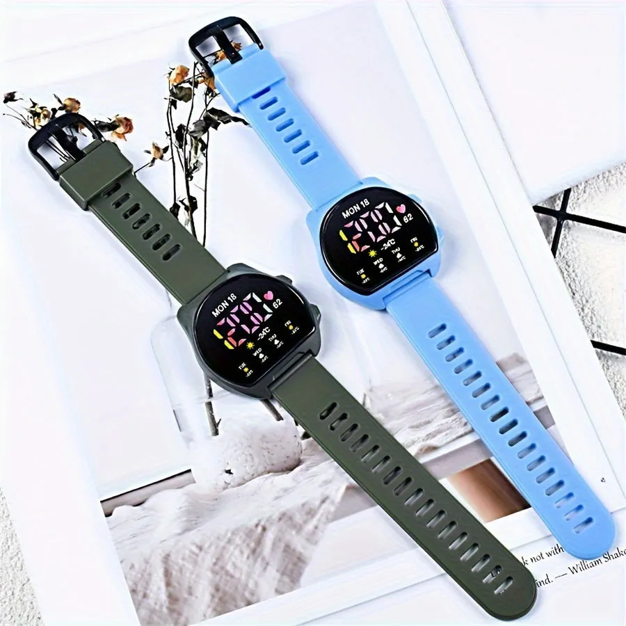 Women's Silicone Strap Semicircle Electronic Wristwatch, 24H Chronograph Date Multifunctional Electronic Watch FS