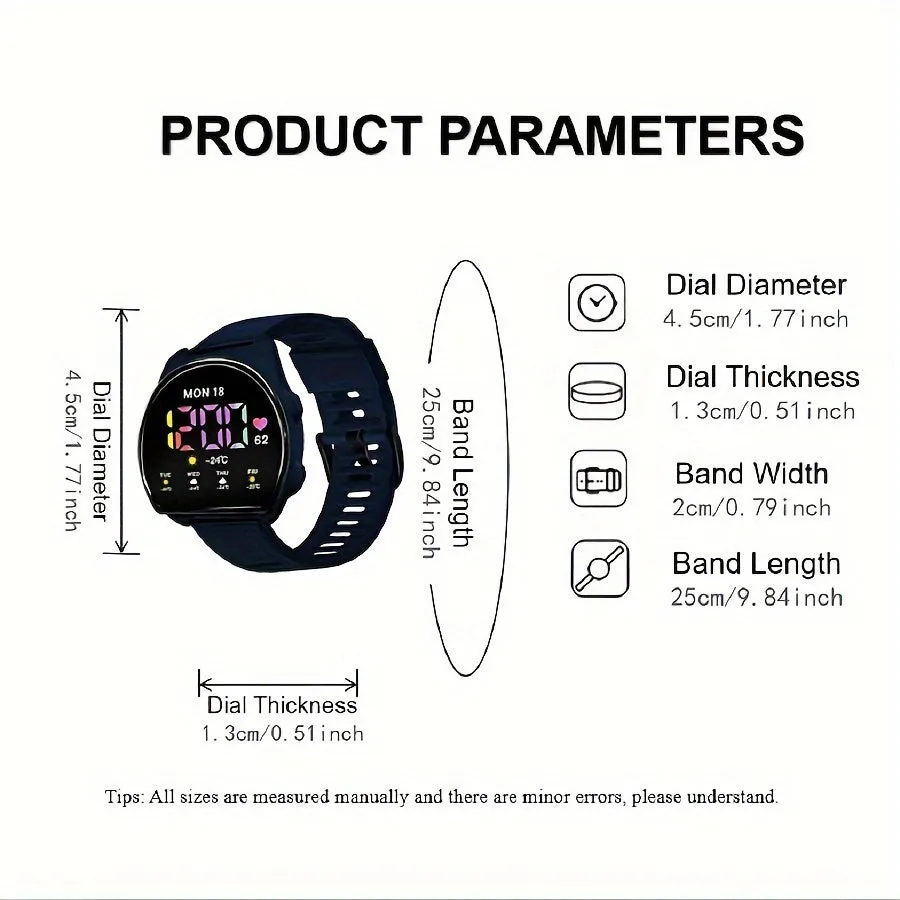 Women's Silicone Strap Semicircle Electronic Wristwatch, 24H Chronograph Date Multifunctional Electronic Watch FS