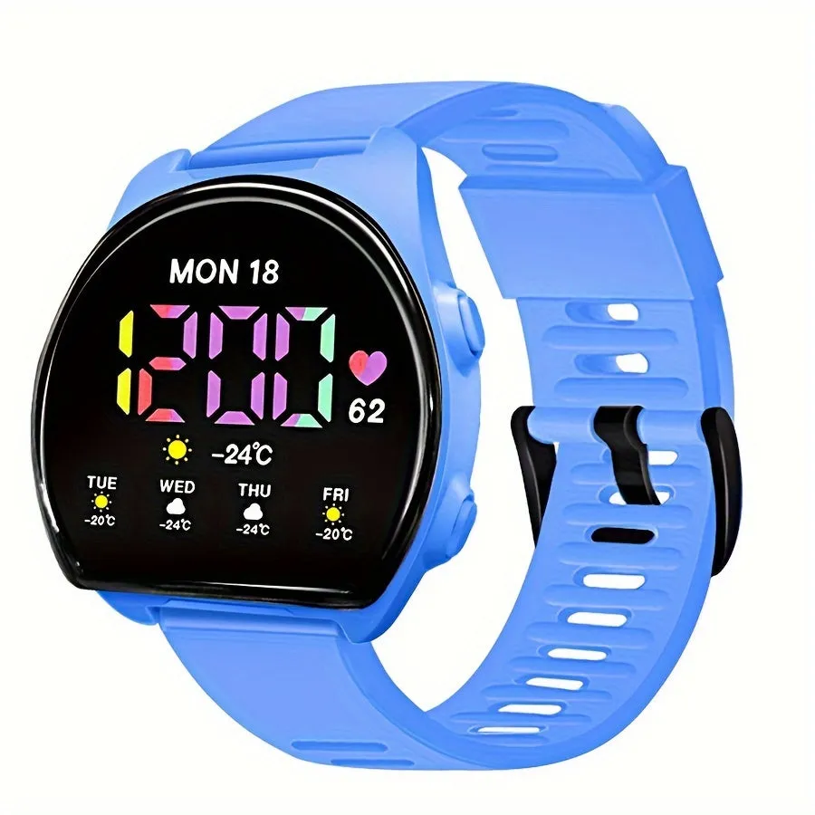 Women's Silicone Strap Semicircle Electronic Wristwatch, 24H Chronograph Date Multifunctional Electronic Watch FS