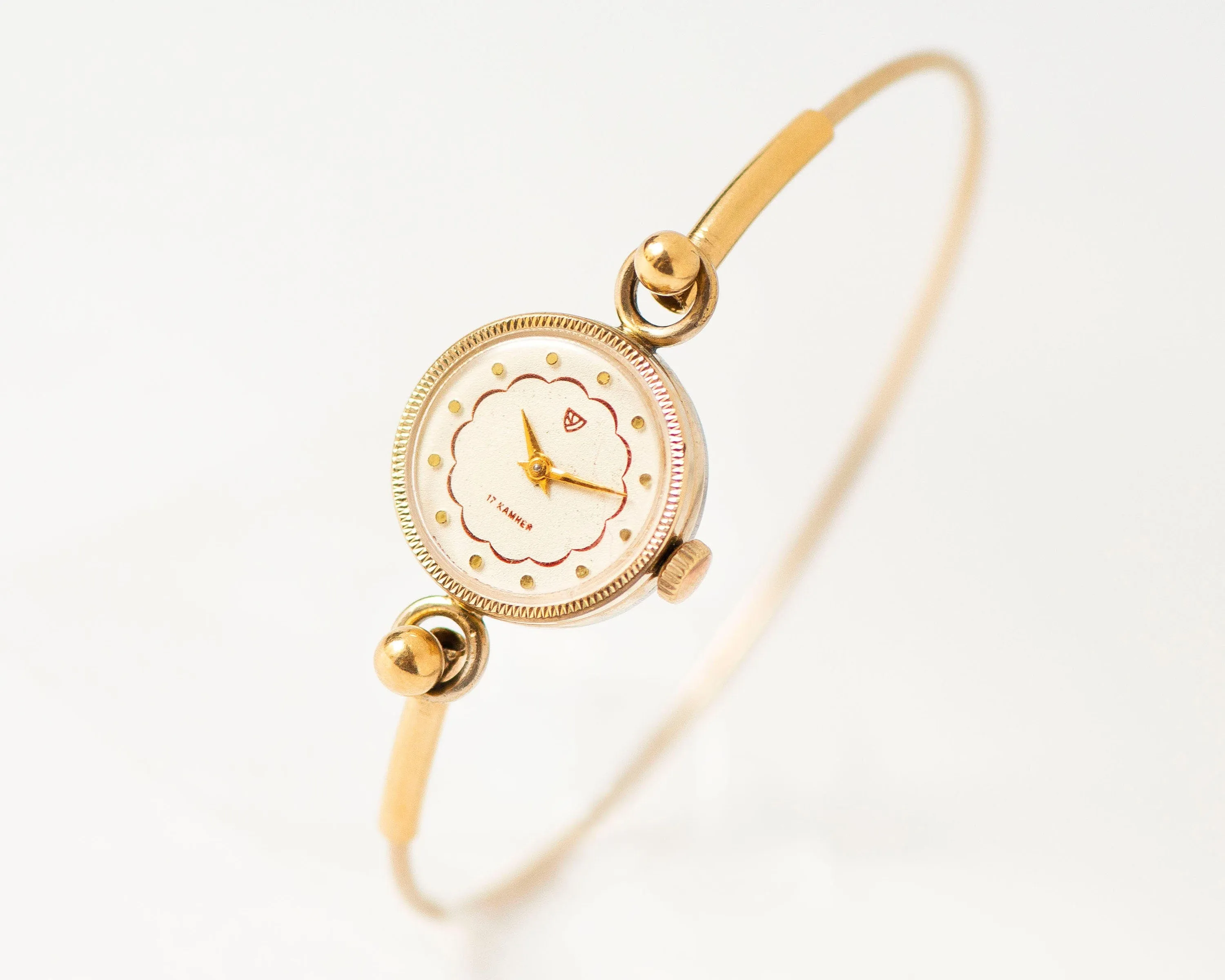 Women's Watch Ring Bracelet Vintage, Women's Wristwatch Round, Gold Plated Watch Seagull, Tiny Cocktail Watch, Delicate Womens Watch Gift