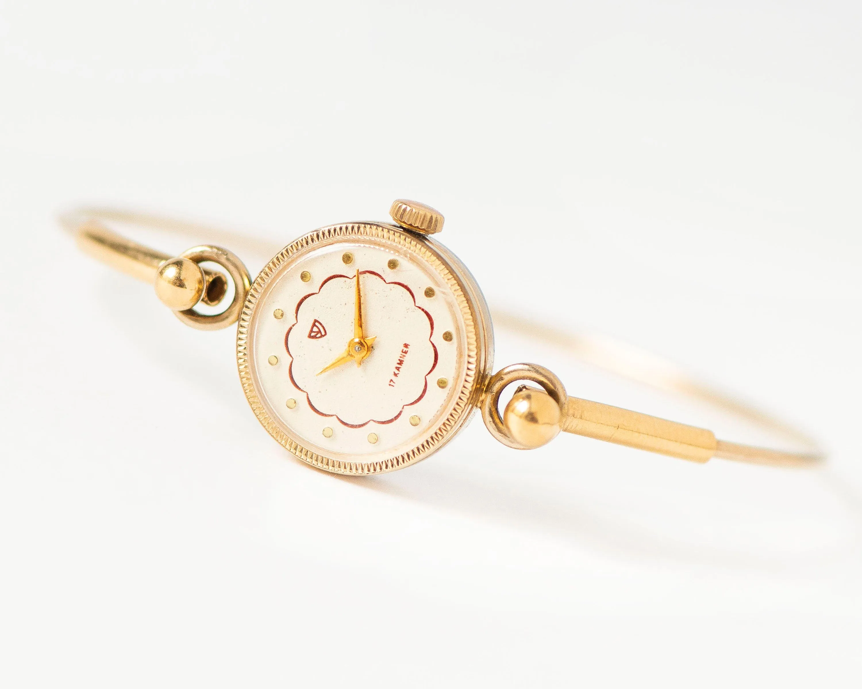 Women's Watch Ring Bracelet Vintage, Women's Wristwatch Round, Gold Plated Watch Seagull, Tiny Cocktail Watch, Delicate Womens Watch Gift