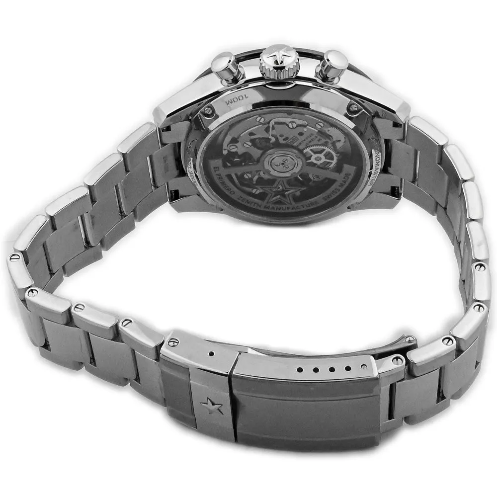 Zenith Men's El Primero Stainless Steel 41mm Black Chronograph Stick Dial Watch Reference #: 03.3100.3600/21.m3100