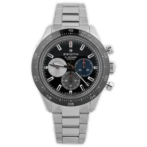 Zenith Men's El Primero Stainless Steel 41mm Black Chronograph Stick Dial Watch Reference #: 03.3100.3600/21.m3100