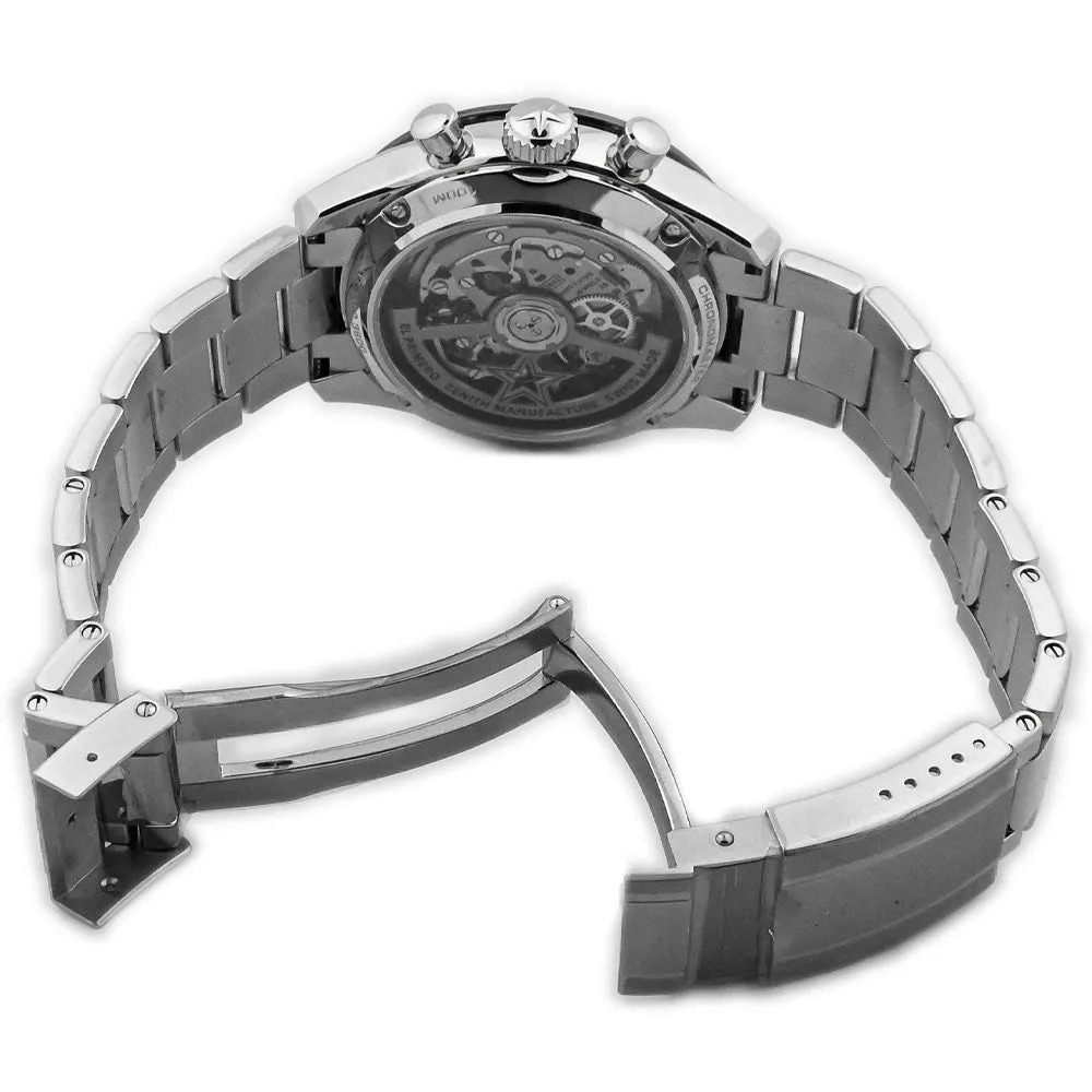 Zenith Men's El Primero Stainless Steel 41mm Black Chronograph Stick Dial Watch Reference #: 03.3100.3600/21.m3100